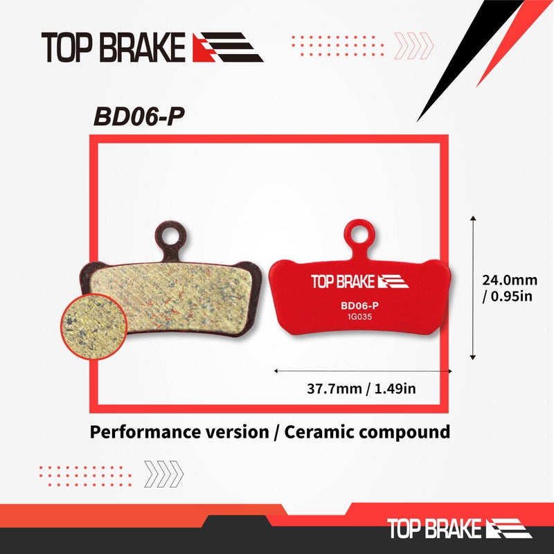 Top Brake وسادات فرامل الدراجة الجبلية ذات قرص الفرامل العلوي متوافقة مع SRAM G2، دليل R/RS/RSC/Ultimate؛ AVID Elixar 7/9/XO Trail | دراجات جبلية، انحدار، دراجات تريل | مركب سيراميك، خيار صامت، إصدار الأداء، أحمر - Image 5